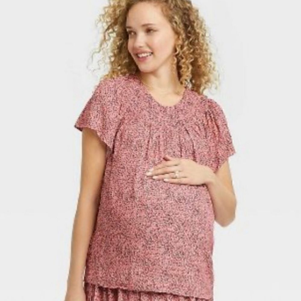NWT THE NINES BY HATCH SMOCKED FLORAL MATERNITY TOP SZ. M